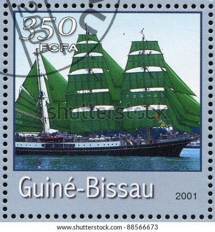 GUINEA-BISSAU - CIRCA 2001: stamp printed by Guinea - Bissau, shows sailing ship, circa 2001.