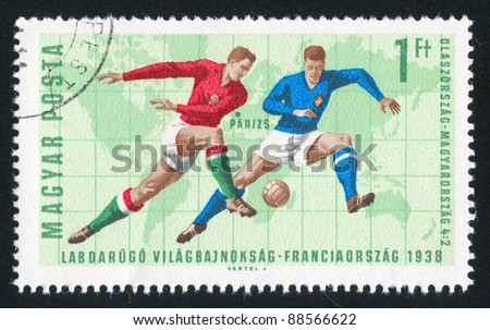 HUNGARY - CIRCA 1966: stamp printed by Hungary, shows football, circa 1966