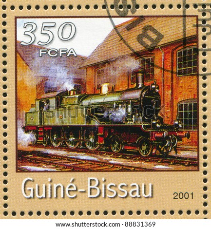 GUINEA-BISSAU - CIRCA 2001: A stamp printed by Guinea - Bissau, shows locomotive, circa 2001.