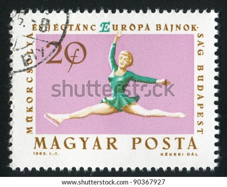 HUNGARY - CIRCA 1963: A stamp printed by Hungary, shows Figure skating, circa 1963