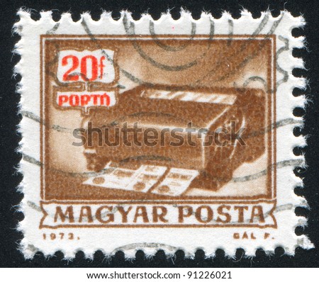HUNGARY - CIRCA 1973: stamp printed by Hungary, shows money order canceling machine, circa 1973