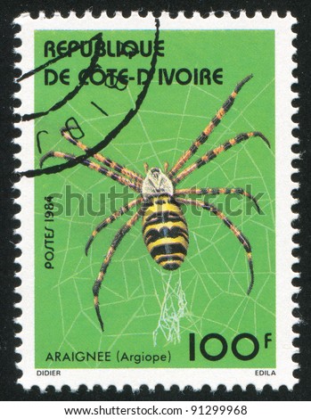 IVORY COAST CIRCA 1984: stamp printed by Ivory Coast, shows Spider, circa 1984