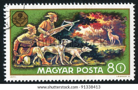 HUNGARY - CIRCA 1971: stamp printed by Hungary, shows Deer hunt, circa 1971