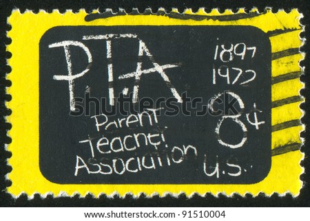 UNITED STATES - CIRCA 1972:A stamp printed by United States of America, shows blackboard, circa 1972