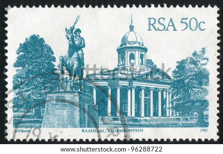 SOUTH AFRICA - CIRCA 1982: A stamp printed by South Africa, shows Raadsaal, Bloemfontein, circa 1982