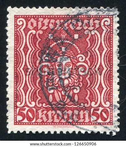 AUSTRIA - CIRCA 1922: stamp printed by Austria, shows ornament, Symbols of Art and Science, circa 1922