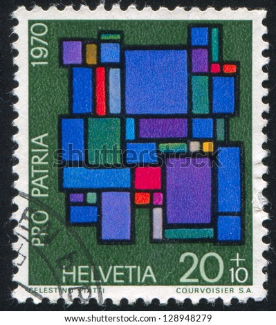 SWITZERLAND - CIRCA 1970: stamp printed by Switzerland, shows Abstract composition by Celestino Piatti, circa 1970