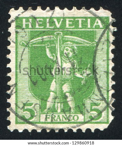 SWITZERLAND - CIRCA 1909: stamp printed by Switzerland, shows William TellÃ?Â¢??s Son, circa 1909