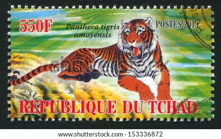 CHAD - CIRCA 2013: stamp printed by Chad, shows tiger, circa 2013