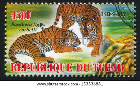 CHAD - CIRCA 2013: stamp printed by Chad, shows tiger, circa 2013