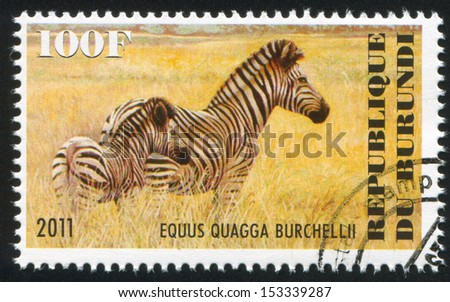 BURUNDI - CIRCA 2011: stamp printed by Burundi, shows zebra, circa 2011
