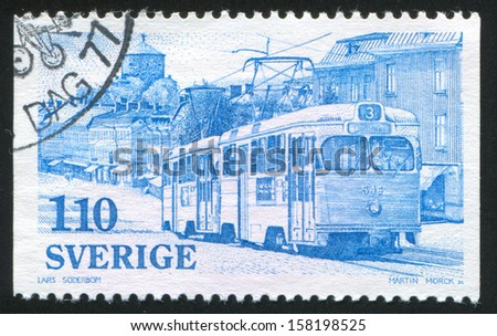 SWEDEN - CIRCA 1977: stamp printed by Sweden, shows Electric trolley, circa 1977