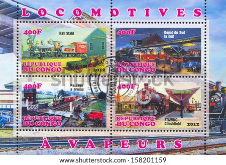 CONGO - CIRCA 2012: stamp printed by Congo, shows East Tennessee and Western North Carolina Railroad, circa 2012