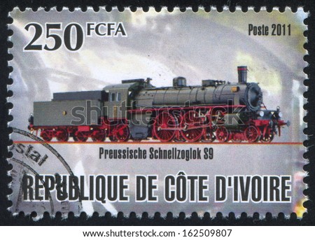 IVORY COAST CIRCA 2011: stamp printed by Ivory Coast, shows locomotive, circa 2011