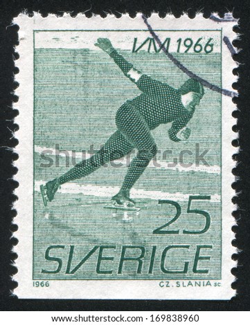 SWEDEN - CIRCA 1966: stamp printed by Sweden, shows Speed Skater, circa 1966