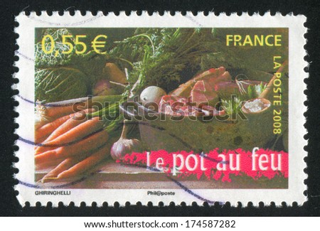 FRANCE - CIRCA 2008: stamp printed by France, shows food and saucepan, circa 2008