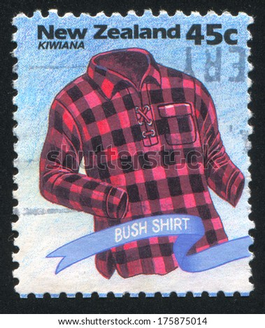 New Zealand - Circa 1994: Stamp Printed By New Zealand, Shows Kiwiana, Bush Shirt, Circa 1994