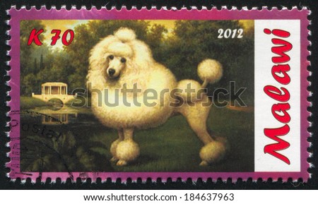 MALAWI - CIRCA 2012: stamp printed by Malawi, shows dog on painting, circa 2012