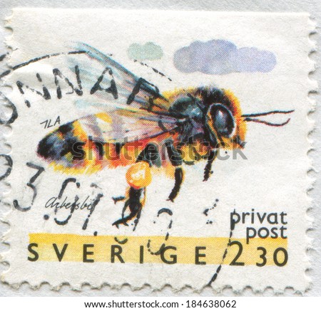 SWEDEN - CIRCA 1990: stamp printed by Sweden, shows Worker bee, circa 1990