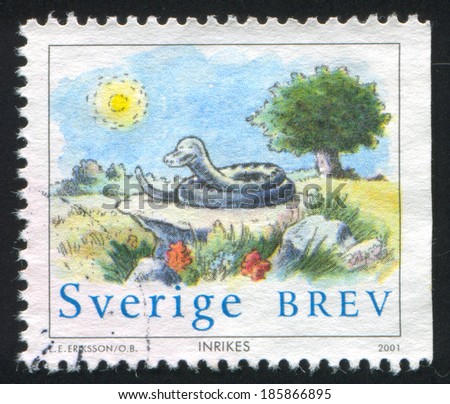 SWEDEN - CIRCA 2001: stamp printed by Sweden, shows Snake, circa 2001