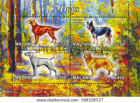 MALAWI - CIRCA 2012: stamp printed by Malawi, shows dogs, circa 2012