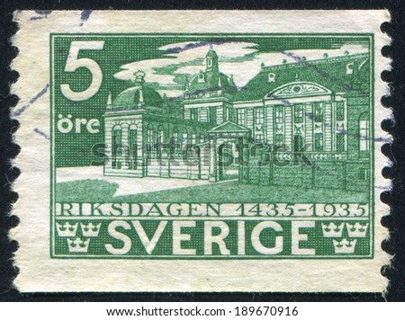 SWEDEN - CIRCA 1935: stamp printed by Sweden, shows Old Law Courts, circa 1935