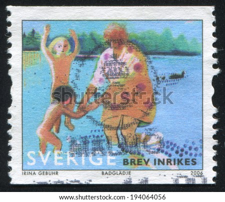 SWEDEN - CIRCA 2006: stamp printed by Sweden, shows Summer by the Lake, circa 2006
