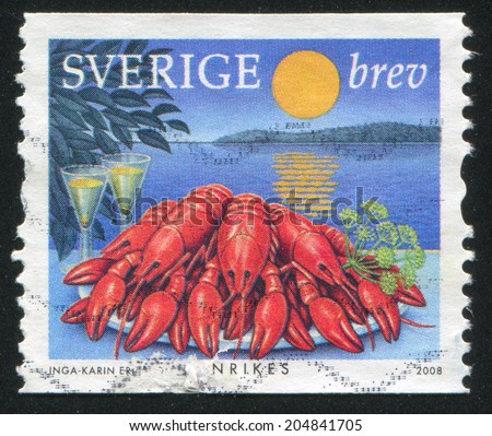 SWEDEN - CIRCA 2008: stamp printed by Sweden, shows Food served outdoors, circa 2008