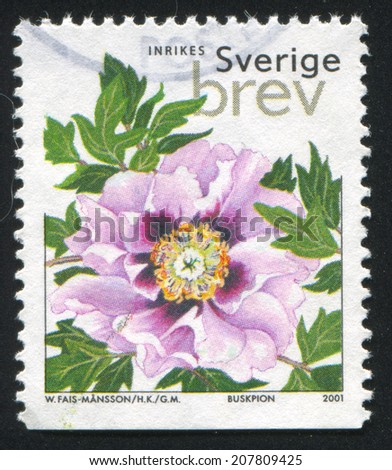 SWEDEN - CIRCA 2001: stamp printed by Sweden, shows Common peony, circa 2001