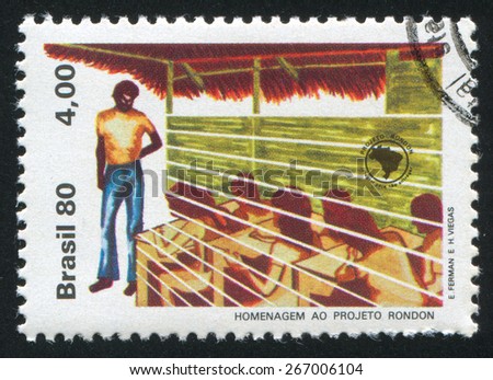 BRAZIL - CIRCA 1980: stamp printed by Brazil, shows  Rondon Community Works Project, circa 1980