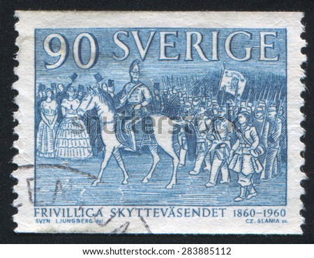 SWEDEN - CIRCA 1960: stamp printed by Sweden, shows Parade of riflemen, circa 1960