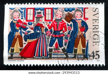 SWEDEN - CIRCA 1973: stamp printed by Sweden, shows Merry country dance, circa 1973