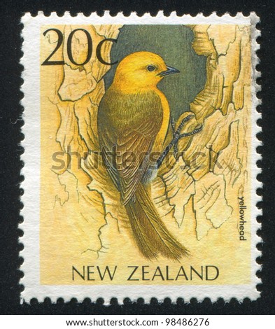 NEW ZEALAND - CIRCA 1988: stamp printed by New Zealand, shows Yellowhead, circa 1988