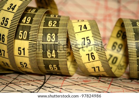 Measure tape with centimeters scale