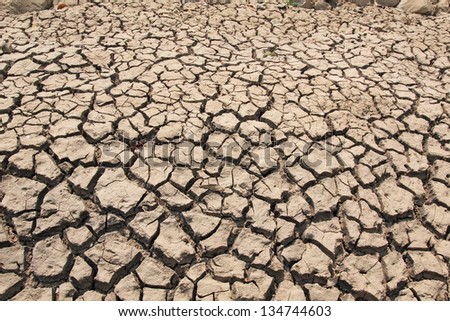 Global warming concept of cracked ground the earth cracked because of drought .