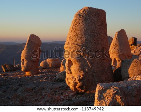 Stone heads representing the gods of the Kommagene kingdom, Kahta, Eastern Turkey