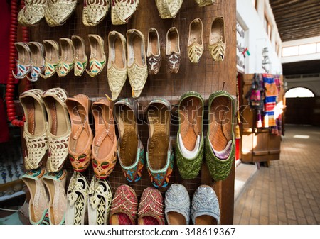 Dubai, United Arab Emirates - Noveember 10, 2015: Arabian shoes store  with woman shoes