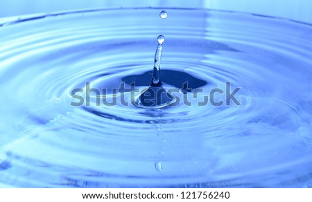 Water drop falling into water making a perfect concentric circles