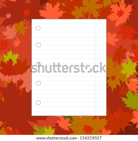 Blank sheet of paper on the background of the autumn leaves.