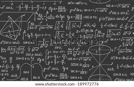 Mathematical vector seamless background with formulas and calculations