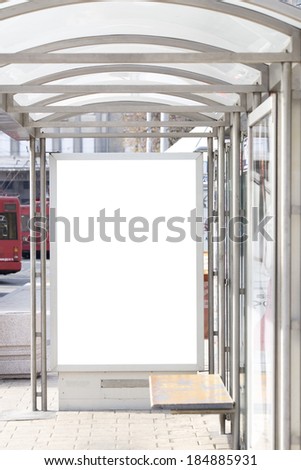 Blank sign on a trolley station