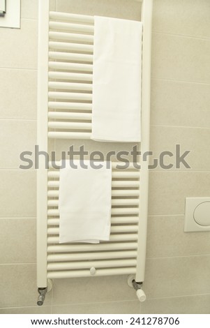 Towel dryer with the white towels