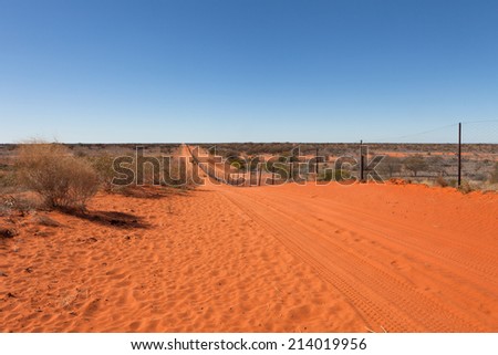 Dingo dog fence in outback Australia.
