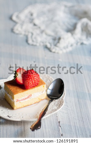 handmade strawberry cake for afternoon tea