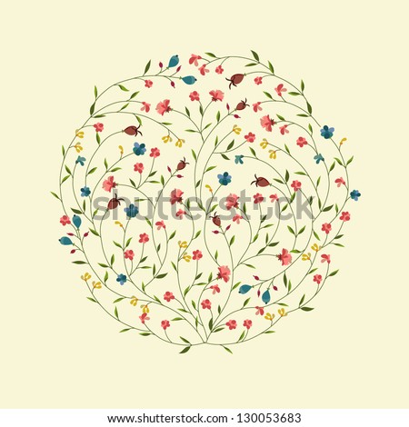 Abstract Circle With Flowers