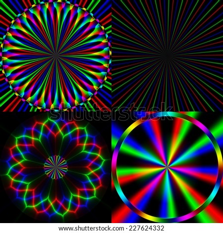 four bright rainbow pattern
