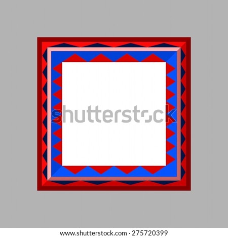 Colorful op art frame on gray wall with clear place for your content