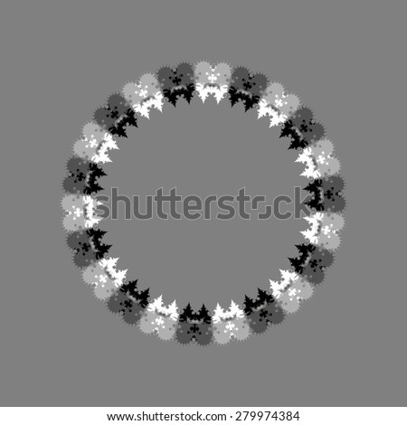 Abstract stylized decorative lacy round shape in gray shades with free space in middle