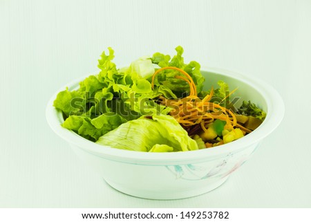 Salad vegetables and fruits rich in nutritional value.