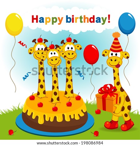 birthday giraffe vector illustration eps birthday giraffe vector illustration eps